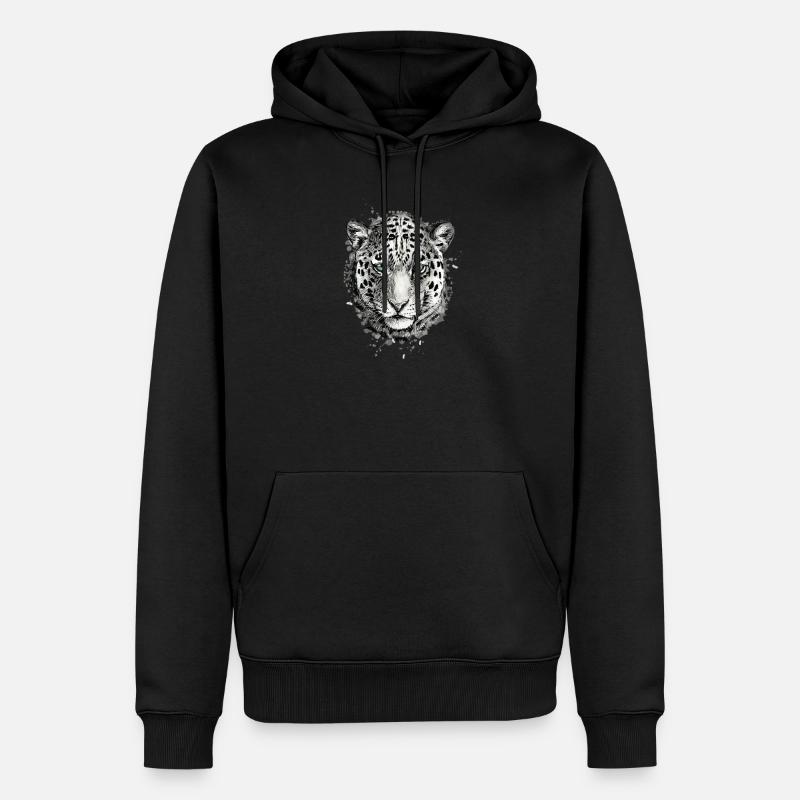 Schneeleopard - Männer Premium Bio Hoodie - Schwarz