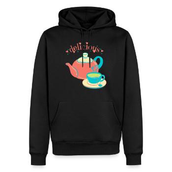 Delicious Tea, köstlicher Tee - Männer Premium Bio Hoodie - Schwarz - Vorne - Nico (187cm)