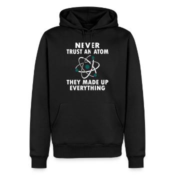 Never Trust An Atom - Sweat à capuche Premium bio Homme - noir - Devant - Nico (187cm)