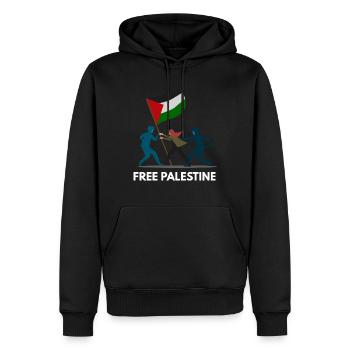 Palestine libre - Sweat à capuche Premium bio Homme - noir - Devant - Nico (187cm)