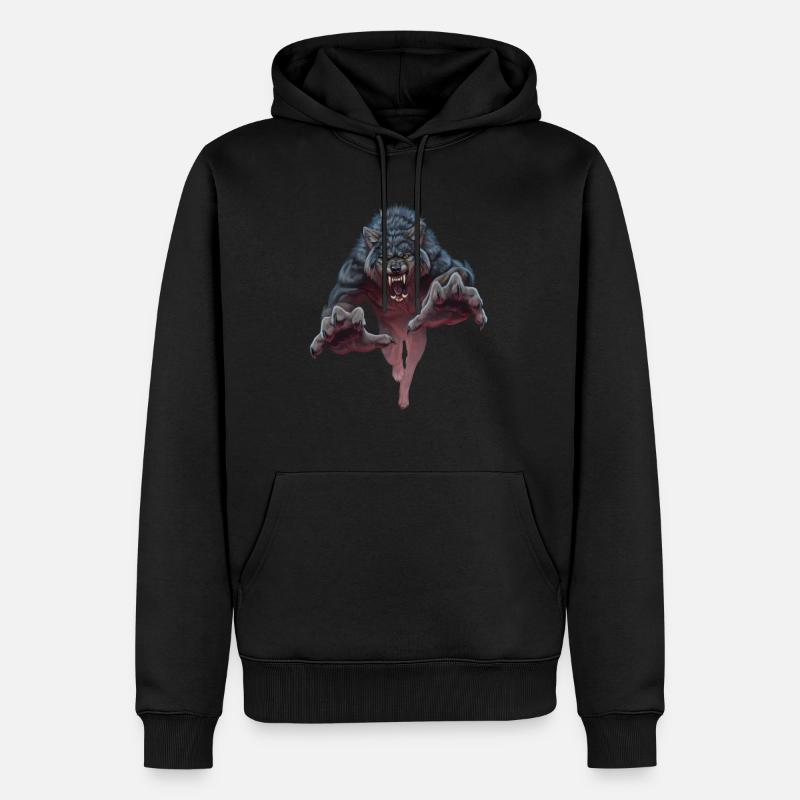 Loup-garou - Sweat à capuche Premium bio Homme - noir