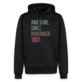 Génial depuis novembre 1997 - Sweat à capuche Premium bio Homme - noir - Devant - Nico (187cm)