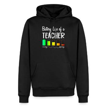 Battery Life of a Teacher Shirt - Sweat à capuche Premium bio Homme - noir - Devant - Nico (187cm)