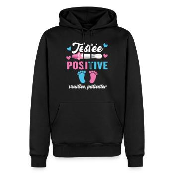 Testée Positive Veuillez Patienter Grossesse - Sweat à capuche Premium bio Homme - noir - Devant - Nico (187cm)