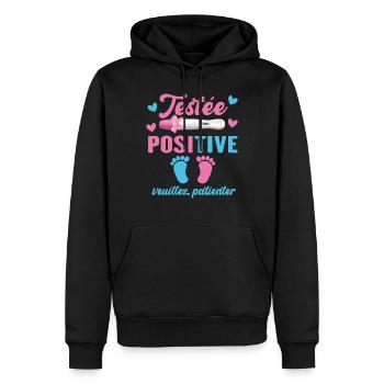 Testée Positive Veuillez Patienter Grossesse - Sweat à capuche Premium bio Homme - noir - Devant - Nico (187cm)