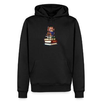 Eule - Männer Premium Bio Hoodie - Schwarz - Vorne - Nico (187cm)