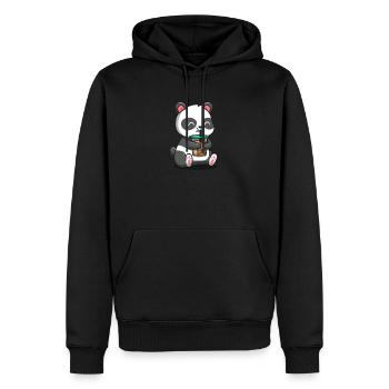Panda - Männer Premium Bio Hoodie - Schwarz - Vorne - Nico (187cm)