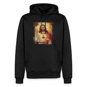 Sauveur - Sweat à capuche Premium bio Homme - noir - Devant - Nico (187cm)