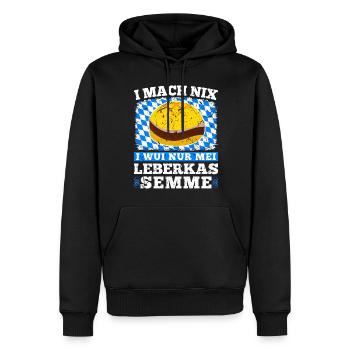 Bayrisch Leberkas Liebhaber Bayern Leberkas - Männer Premium Bio Hoodie - Schwarz - Vorne - Nico (187cm)