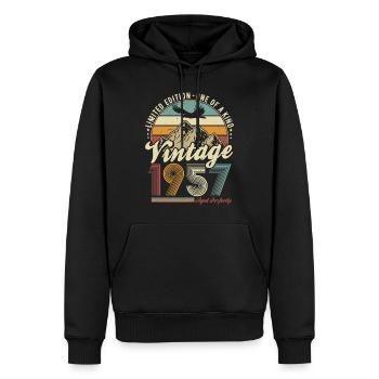 Vintage 1957 Vintage Anniversaire Rétro Cadeau - Sweat à capuche Premium bio Homme - noir - Devant - Nico (187cm)