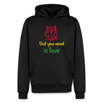 Eule, die du brauchst, ist Liebe. Lustige weise Eule - Männer Premium Bio Hoodie - Schwarz - Vorne - Nico (187cm)