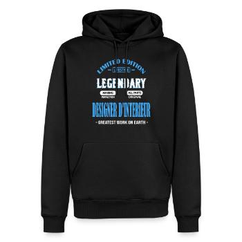 DESIGNER D INTERIEUR - BEST-SELLER 🌟🌟 - Sweat à capuche Premium bio Homme - noir - Devant - Nico (187cm)
