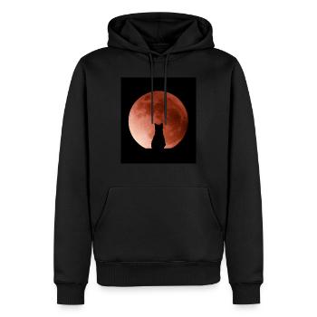 Chat admirant la Lune - Sweat à capuche Premium bio Homme - noir - Devant - Nico (187cm)