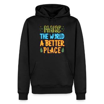 Faire du monde un meilleur endroit idée cadeau - Sweat à capuche Premium bio Homme - noir - Devant - Nico (187cm)