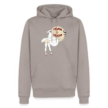 Trick or treat - Men’s Premium Organic Hoodie - taupe - Front - Nico (187cm)