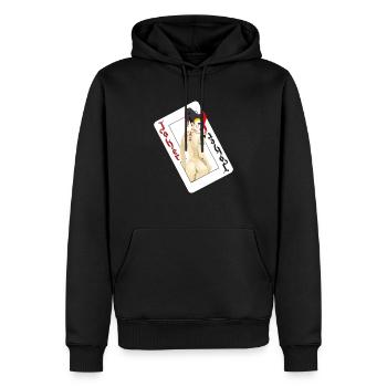 Joker (Deck) - Casino Serie - Männer Premium Bio Hoodie - Schwarz - Vorne - Nico (187cm)