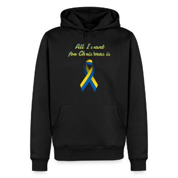 Ukraine Paix Souhait de Noël - Sweat à capuche Premium bio Homme - noir - Devant - Nico (187cm)