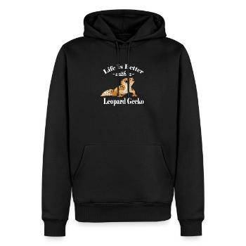 Gecko léopard - Sweat à capuche Premium bio Homme - noir - Devant - Nico (187cm)
