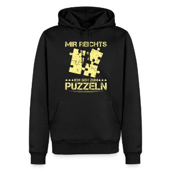 Puzzle Spruch Puzzleteil - Männer Premium Bio Hoodie - Schwarz - Vorne - Nico (187cm)