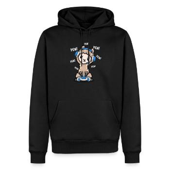 Llama - Men’s Premium Organic Hoodie - black - Front - Nico (187cm)