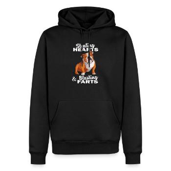 Englische Bulldogge - Männer Premium Bio Hoodie - Schwarz - Vorne - Nico (187cm)