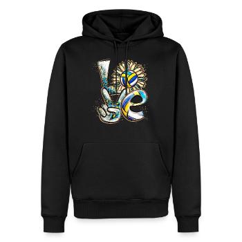 Joueur de volleyball d’amour - Sweat à capuche Premium bio Homme - noir - Devant - Nico (187cm)