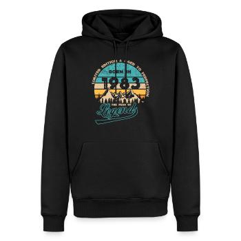 Légendes 1983 - Sweat à capuche Premium bio Homme - noir - Devant - Nico (187cm)