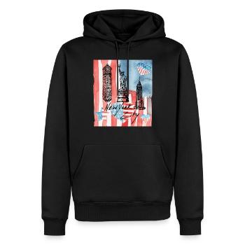 USA, Freiheitsstatue, New York. - Männer Premium Bio Hoodie - Schwarz - Vorne - Nico (187cm)