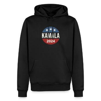 Kamala 2024 - Männer Premium Bio Hoodie - Schwarz - Vorne - Nico (187cm)