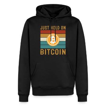 Il suffit de tenir sur Bitcoin - Sweat à capuche Premium bio Homme - noir - Devant - Nico (187cm)