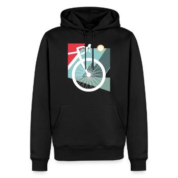 Gravel, VTT, passion vélo, cycliste - Sweat à capuche Premium bio Homme - noir - Devant - Nico (187cm)