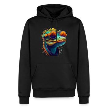 Kroko oder Alligator mit Sonnenbrille im Sommer - Männer Premium Bio Hoodie - Schwarz - Vorne - Nico (187cm)