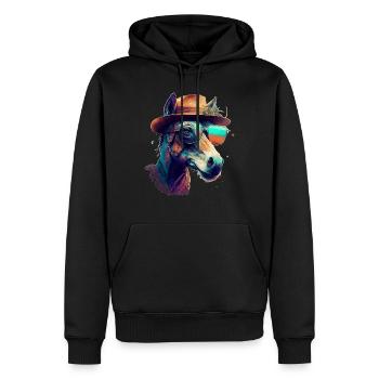 Ein lustiger Esel oder Maultier mit Brille und Hut - Männer Premium Bio Hoodie - Schwarz - Vorne - Nico (187cm)