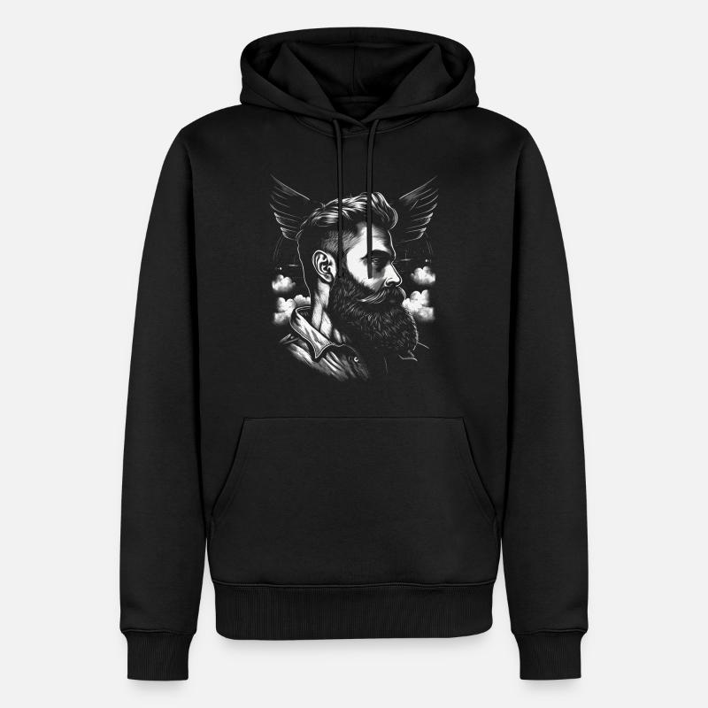 Mann mit Vollbart - Männer Premium Bio Hoodie - Schwarz