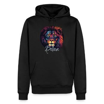 Believe - Men’s Premium Organic Hoodie - black - Front - Nico (187cm)