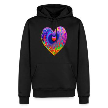 Avec cœur - Sweat à capuche Premium bio Homme - noir - Devant - Nico (187cm)