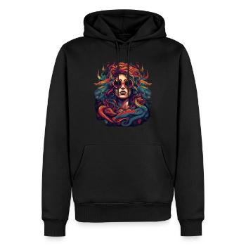 Cool Medusa tête serpents cheveux grandes couleurs - Sweat à capuche Premium bio Homme - noir - Devant - Nico (187cm)