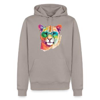 Pole den - Männer Premium Bio Hoodie - Taupe - Vorne - Nico (187cm)