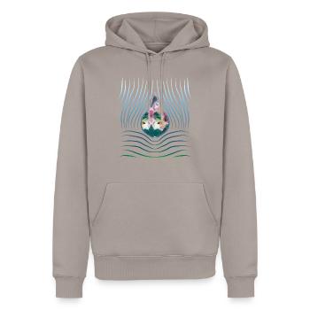 a drop of water - Men’s Premium Organic Hoodie - taupe - Front - Nico (187cm)