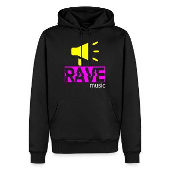 Musique rave - Sweat à capuche Premium bio Homme - noir - Devant - Nico (187cm)