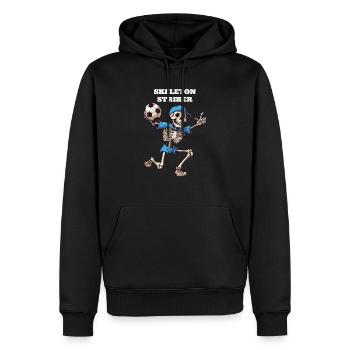 Skeleton Striker T-shirt - Men’s Premium Organic Hoodie - black - Front - Nico (187cm)