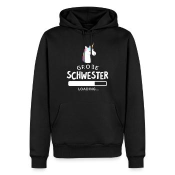 Große Schwester Loading Einhorn Unicorn - Männer Premium Bio Hoodie - Schwarz - Vorne - Nico (187cm)