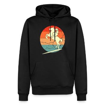 Vintage Retro Pferd Sonnenuntergang für Pferdeliebhaber - Männer Premium Bio Hoodie - Schwarz - Vorne - Nico (187cm)