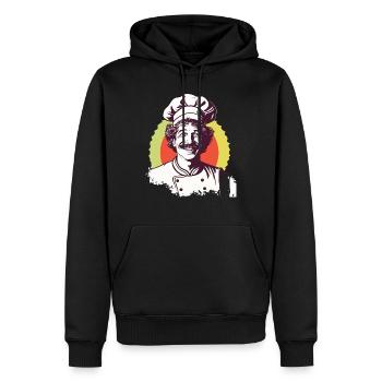 Cuire - Sweat à capuche Premium bio Homme - noir - Devant - Nico (187cm)