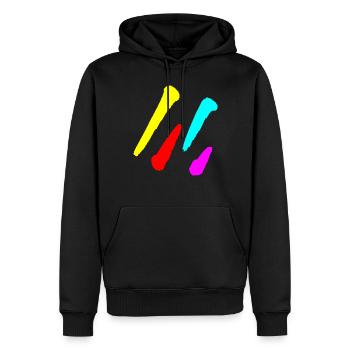 Colors Stripes - Minimal Pattern / DIAGONAL - Men’s Premium Organic Hoodie - black - Front - Nico (187cm)