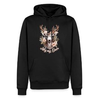 Chemise traditionnelle féminine fleurs de cerf Octobre festival folklorique - Sweat à capuche Premium bio Homme - noir - Devant - Nico (187cm)