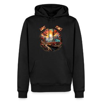 Voyage dans le temps dans les années 70 : un design rétro authentique - Sweat à capuche Premium bio Homme - noir - Devant - Nico (187cm)