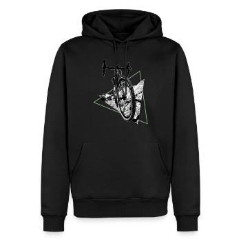Gravel, VTT, passion vélo, cycliste - Sweat à capuche Premium bio Homme - noir - Devant - Nico (187cm)