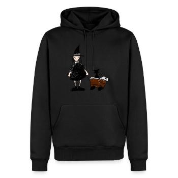 Livres et sorcière - Sweat à capuche Premium bio Homme - noir - Devant - Nico (187cm)
