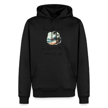 Discover the island - Men’s Premium Organic Hoodie - black - Front - Nico (187cm)